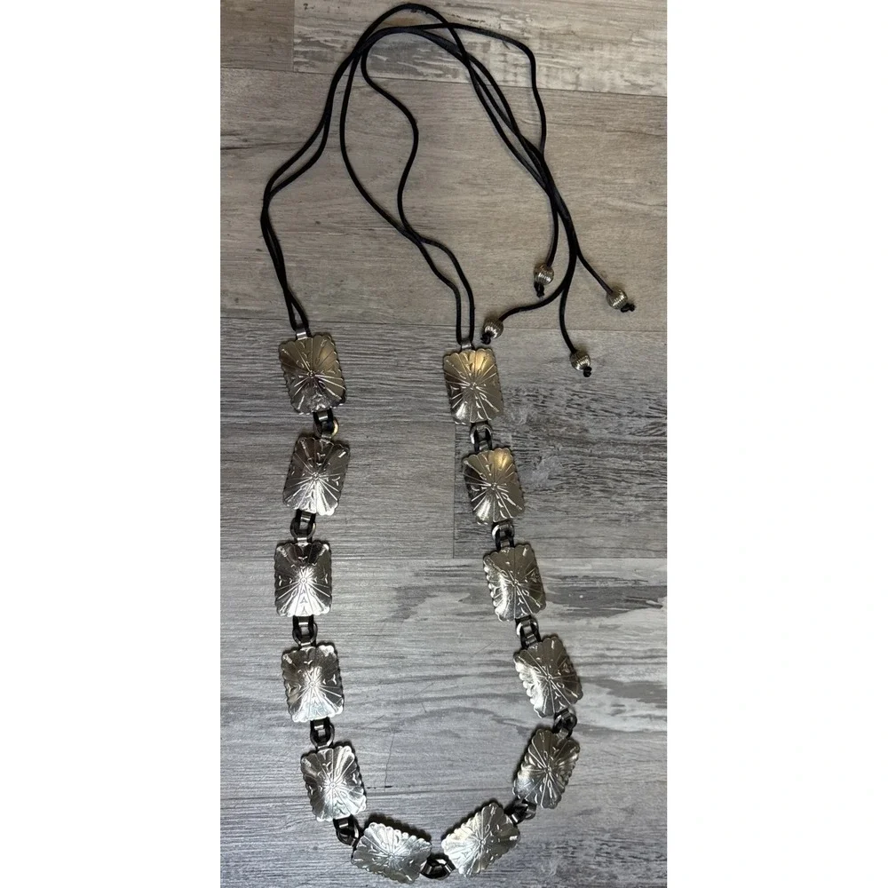 Vintage Western Lace Up Concho Belt Tie Back Adjustable Boho Waist Belt XL - Picture 6 of 6